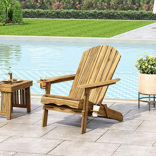 Christopher Knight Home Cynthia Outdoor Acacia Wood Folding Adirondack Chair, Natural