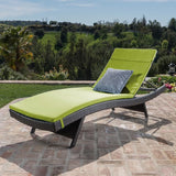 Christopher Knight Home Salem Outdooor Wicker Adjustable Chaise Lounge with Cushion, Multibrown / Bright Green - Photo 1