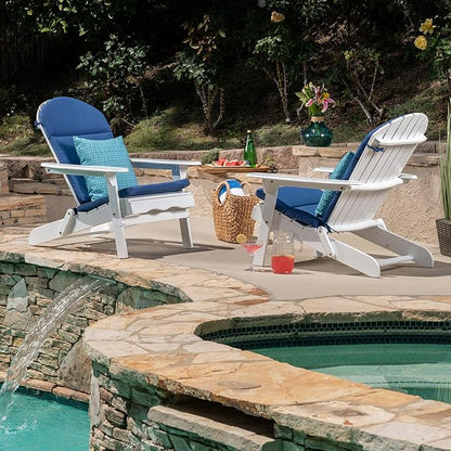Christopher Knight Home 304626 Adirondack Chairs, Set of 2, White + Navy Blue