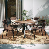 EMMA + OLIVER Set of 4 Modern Rattan Indoor/Outdoor Stack Chairs - Photo 1