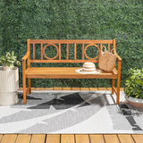 JONATHAN Y BNH104A Apollo 51.2" 3-Seat Circle-Back 600-Lbs Support Acacia Wood Outdoor Garden Patio Bench for Garden - Photo 6
