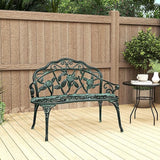 Antique-Style Metal Garden Bench with Back and Armrests - Photo 2