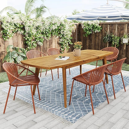 Christopher Knight Home Set of 2 Tita Modern Patio Outdoor Dining Chairs, Stacking Chair, Outside Dinner,Garden/Balcony/Poolside Stackable Accent Chairs,Metal Legs,Plastic Cutout Backrest,Burnt Orange