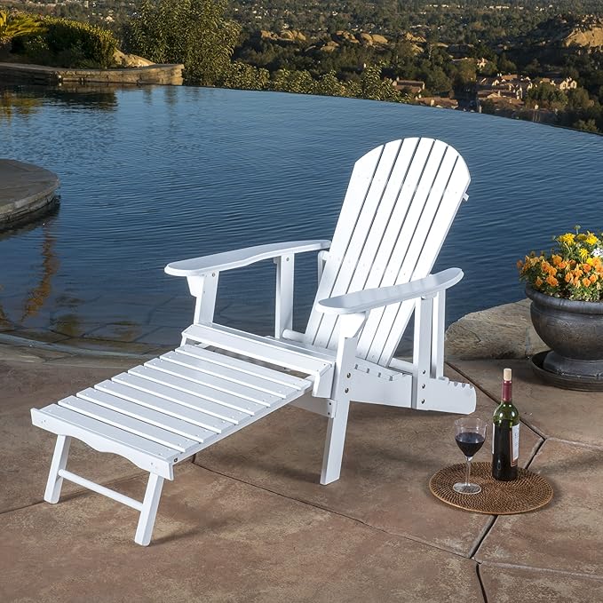 Christopher Knight Home Hayle Reclining Wood Adirondack Chair with Footrest, White
