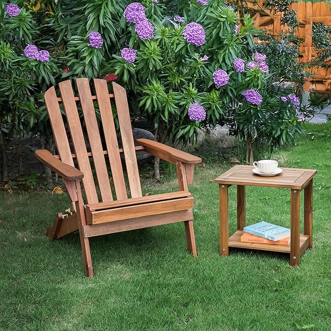 Double Adirondack Side Table, Weather-Resistant Rectangular End Table for Patio, Garden, Lawn - Photo 9