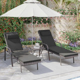 3 Pieces Patio Chaise Lounge Set Outdoor PE Rattan Armrest Lounge Chair Adjustable Backrest Reclining Chair with - Photo 9