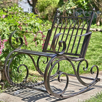 Zaer Ltd. Outdoor Metal Rocking Arm Chair/Bench (Arm Chair, Bronze)