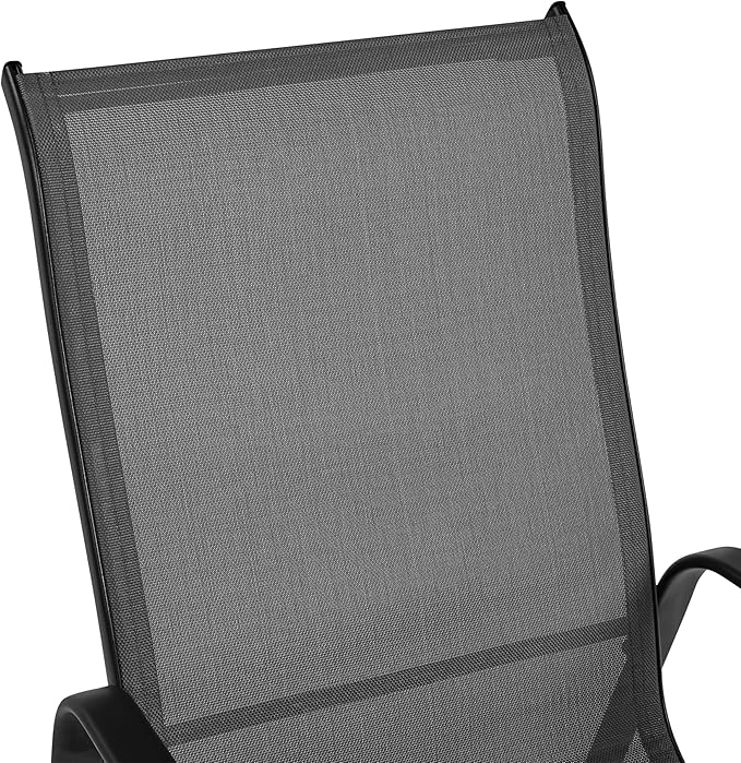 Yaheetech Patio Chairs Set of 2, Stackable Outdoor Dining Chairs with Breathable Fabric and Heavy-Duty Iron Frame for Lawn, Backyard, Deck, 300 lbs Capacity, Gray
