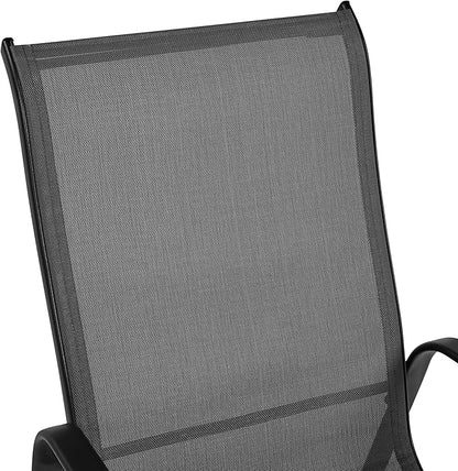 Yaheetech Patio Chairs Set of 2, Stackable Outdoor Dining Chairs with Breathable Fabric and Heavy-Duty Iron Frame for Lawn, Backyard, Deck, 300 lbs Capacity, Gray