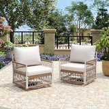 Christopher Knight Home Fiora 360° Swivel Patio Chairs Set of 2 with Handwoven Rope - Photo 3