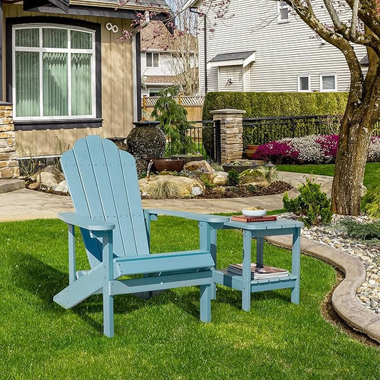ELEGANT Folding Adirondack Chairs, Patio Chairs, Lawn Chairs, Outdoor Chair, Adirondack Chair Wood, Fire Pit, Weather Resistant for Deck, Backyard, Garden(Blue)