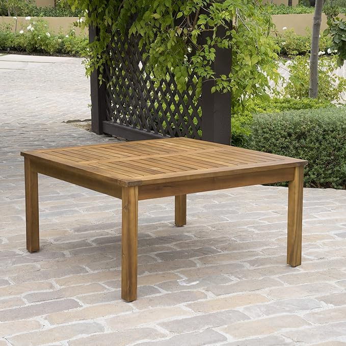 Christopher Knight Home Perla Outdoor Acacia Wood Coffee Table, Teak Finish ,Brown - Photo 3