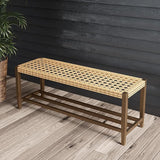 Grand patio Outdoor Wicker Bench with Storage 2-Seat Patio Bench for Garden Porch Living Room Bedroom - Photo 1