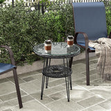 Furniture of America Ysar Boho 19-inch Round Coffee Table Outdoor with Tempered Glass Top and Metal Frame - Photo 2