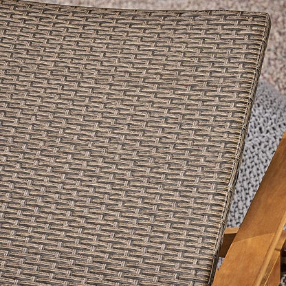 Great Deal Furniture Kyle Outdoor Rustic Acacia Wood Chaise Lounge with Wicker Seating, Natural and Gray