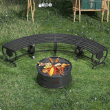 Outdoor Bench Patio Outdoor Garden Bench with Built-in Table, Wagon Wheel Arms - Photo 7