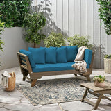 Christopher Knight Home Gary Patio Convertible Couch, Wooden Outdoor Daybed - Photo 4
