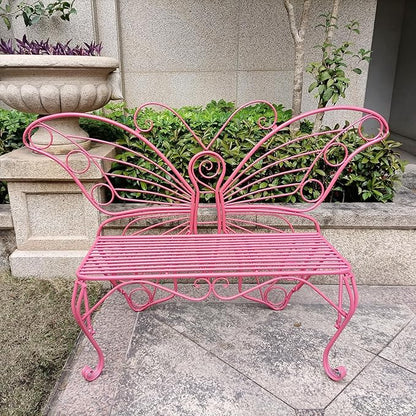 Hi-Line Gift Ltd. Pink Metal Butterfly Bench: Enchanting Outdoor Charm