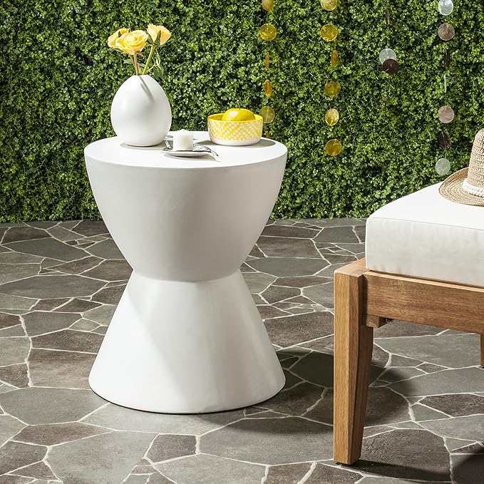 Safavieh Outdoor Collection Athena Modern Concrete Dark Grey Round 17.7-inch Accent Table - Photo 2