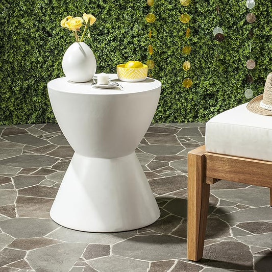 Safavieh Outdoor Collection Athena Modern Concrete Dark Grey Round 17.7-inch Accent Table