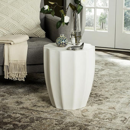 Safavieh Outdoor Collection Jaslyn Modern Concrete Dark Grey Round 17.7-inch Accent Table