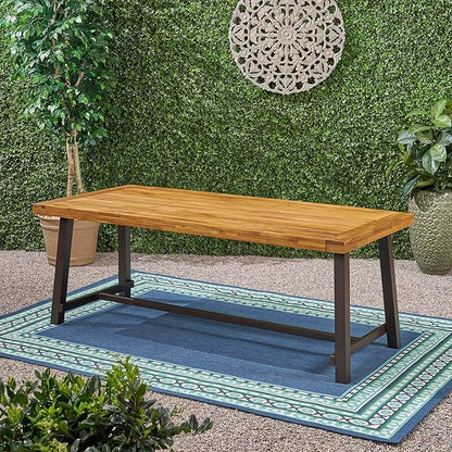 Merax Outdoor Dining Table for 8 Person, Rectangle Weather Resistant Patio Furniture for Yard, Garden, and Lounge, Teak
