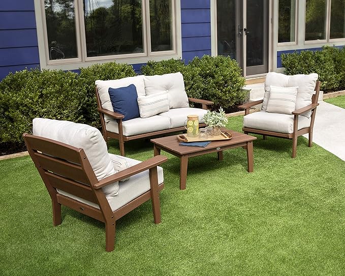POLYWOOD® Lakeside Deep Seating Chair in Green/Weathered Tweed