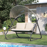 2-Seat Outdoor Porch Swing, Patio Swing with Canopy, Hanging Glider Bench with Thicken Cushions and Pillow - Photo 1