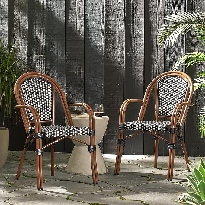 Christopher Knight Home Brianna Bistro Chairs, Black + White + Brown Wood - Photo 2
