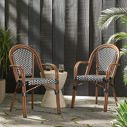 Christopher Knight Home Brianna Bistro Chairs, Black + White + Brown Wood