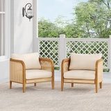 Christopher Knight Home Set of 2 Tilden Bohemian Acacia Wood Patio Accent Chairs, Wicker Lounge Chair Outdoor - Photo 1