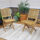 Sunnydaze Foldable Teak Wood Outdoor Chairs – Folding Patio Chair Set of 2 for Deck or Balcony – Wooden Teak Furniture - Photo 2