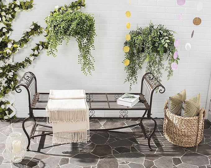 Safavieh Outdoor Collection Brielle Antique White Bench - Photo 2