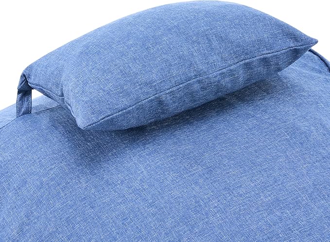 Christopher Knight Home Morton Outdoor Bean Bag Chair, Fabric Bean Bag Chair for Adults and Kids, Indoor/Outdoor Sun Lounger with Headrest, Patio Chaise Lounge Chair, Navy Blue