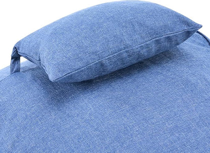 Christopher Knight Home Morton Outdoor Bean Bag Chair, Fabric Bean Bag Chair for Adults and Kids, Indoor/Outdoor Sun Lounger with Headrest, Patio Chaise Lounge Chair, Navy Blue