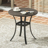 VICLLAX Round Patio Dining Table, Metal Outdoor Bistro Table with Storage Shelf for Balcony Garden Deck, 27.6" Ash Grey - Photo 7