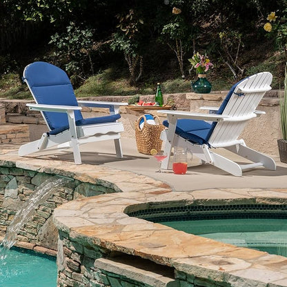 Christopher Knight Home 304626 Adirondack Chairs, Set of 2, White + Navy Blue