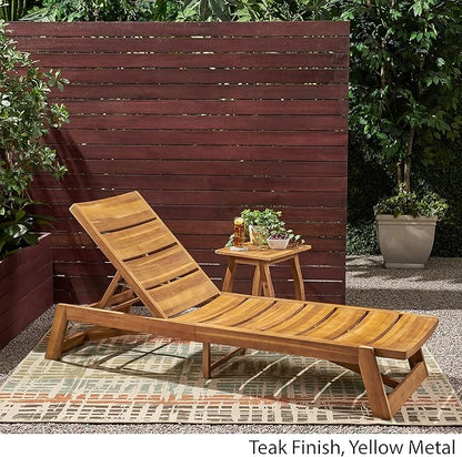 GDFStudio Outdoor Acacia Wood Chaise 2 Piece Lounge