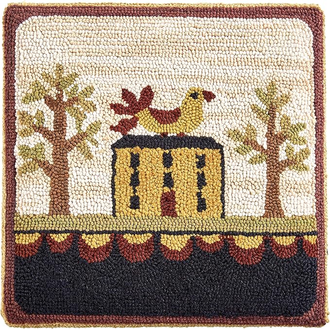 Park Designs Bless Our Home Hooked Stool, Farmhouse Style Ottoman, Country Home Decor