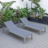 LeisureMod Marlin Aluminum Outdoor Chaise Lounge Chair (Set of 2) - Mesh Sling Fabric Seat Grey Aluminum Frame Beach - Photo 1