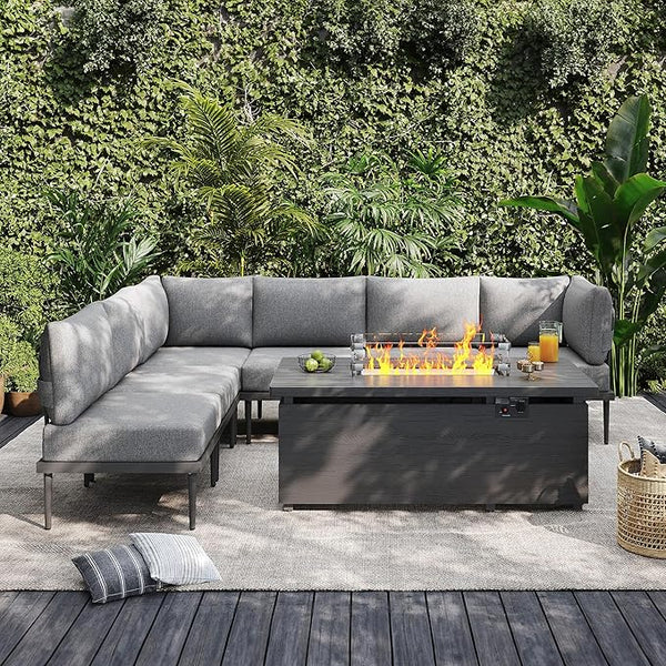Sundale Outdoor 7 Pieces Patio Furniture Set with Fire Pit Table - Photo 1