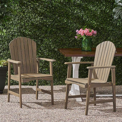 Harper & Bright Designs Outdoor Weather Resistant Acacia Wood Adirondack Dining Chairs (Set of 2), Grey Finish