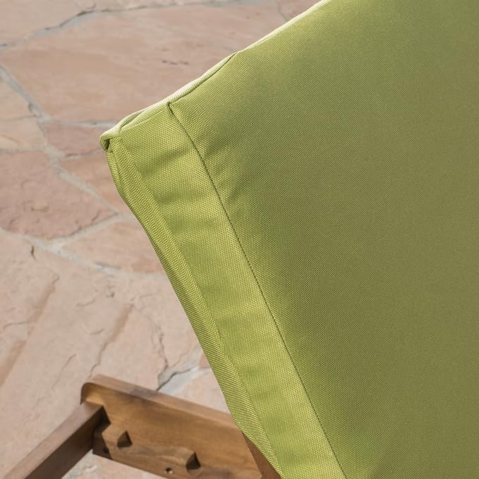 Christopher Knight Home Perla Outdoor Chaise Lounge with Water Resistant Cushion, Teak Finish / Green - Photo 7