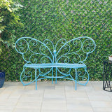 Alpine Corporation BAZ400BL Indoor Outdoor Metal Butterfly Shaped Garden Bench, 62" Long, Blue - Photo 2