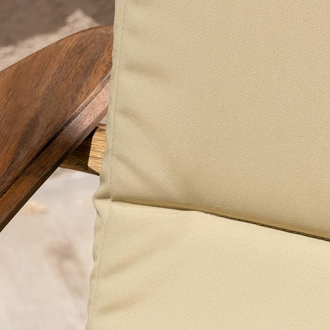 Christopher Knight Home 304696 Amenda Outdoor Acacia Wood Folding Adirondack Chairs with Cushions (Set of 4), Natural and Khaki