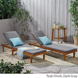 Christopher Knight Home Madge Oudoor Chaise Lounge with Cushion (Set of 2), Teak Finish, Dark Gray - Photo 3