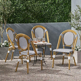 Christopher Knight Home Gwendolyn Outdoor French Bistro Chairs (Set of 4), Gray + White + Bamboo Print Finish - Photo 2