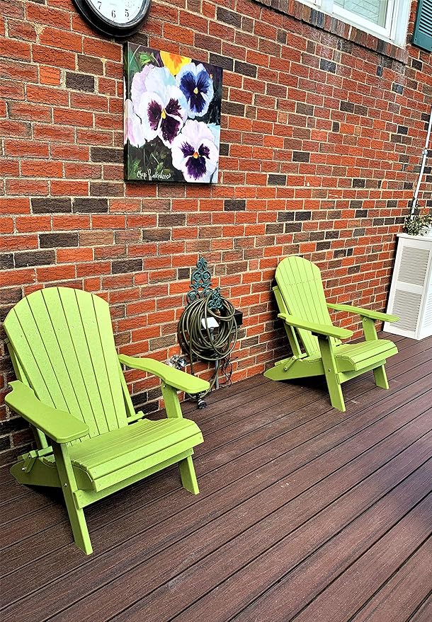 DuraWeather Poly® Classic King Size Folding Adirondack Chair (Kiwi Green)