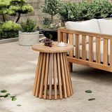 Christopher Knight Home Taki Acacia Wood Patio Coffee Table, Round Table with Unique Wooden Base for Backyard - Photo 4