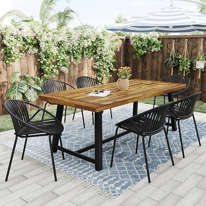 Christopher Knight Home Set of 2 Tita Modern Patio Outdoor Dining Chairs, Stacking Chair, Outside Dinner, Garden/Balcony/Poolside Stackable Accent Chairs, Metal Legs, Plastic Cutout Backrest, Black